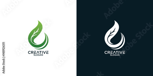 Vector leaf logo, green clean eco icon tree growth. Abstract leaf symbol logo	