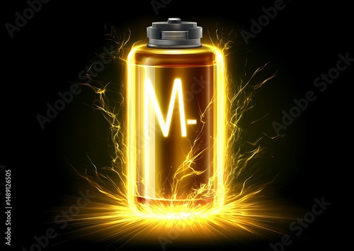 Battery with glowing energy