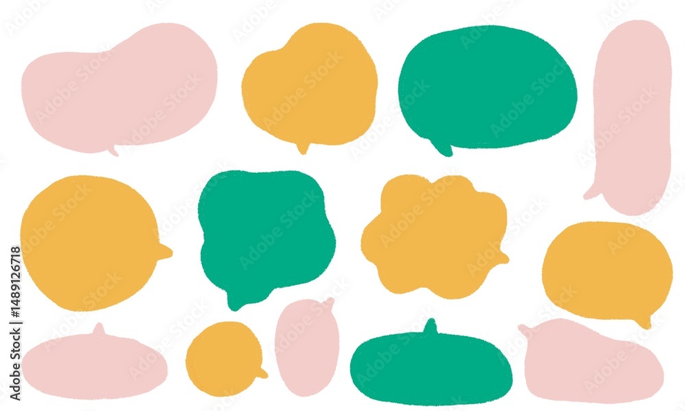 手描き風カラフル吹き出しセット / Colorful Hand-drawn Speech Bubble Set 手描き風カラフル吹き出しセット / Colorful Hand-drawn Speech Bubble Set