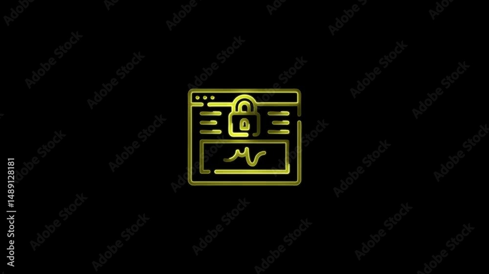 glowing neon electronic-signature icon animation black background. 4K Video motion graphic animation. glowing neon electronic-signature icon animation black background. 4K Video motion graphic animation.