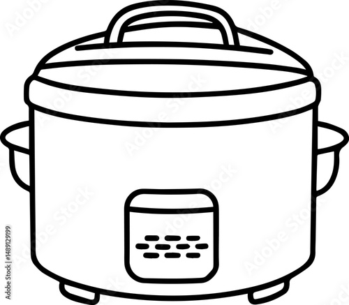 rice cookers outline vector and illustration, coloring book page