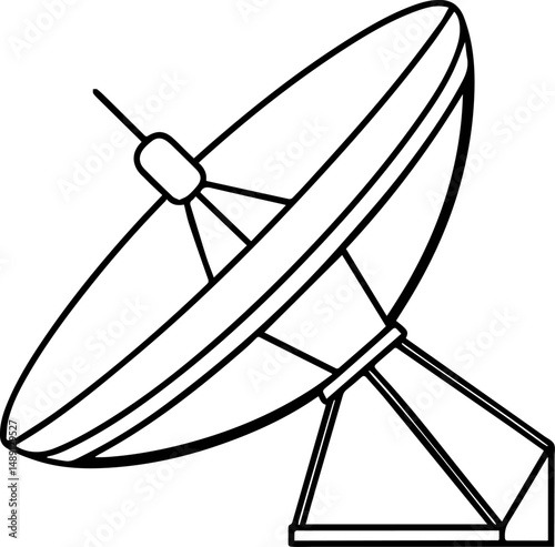 dish antenna outline vector and illustration, coloring book page
