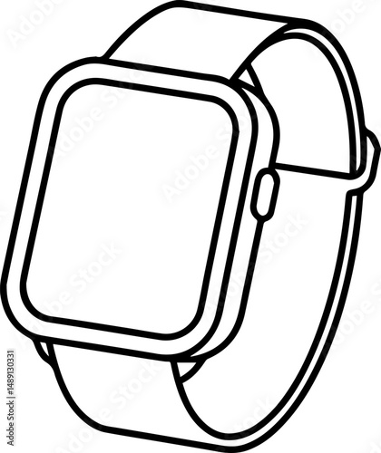 smart watch outline vector and illustration, coloring book page