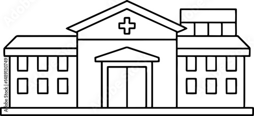 hospital outline vector and illustration, coloring book page