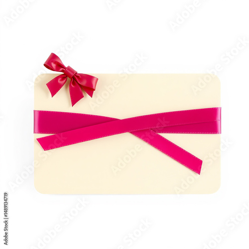 Elegant gift Card wrapped with teal ribbon ready for celebration or special occasion
