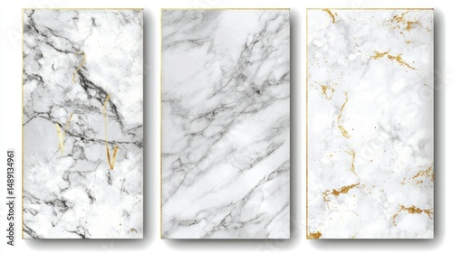 Elegant marble textures with gold accents vertical panels high resolution backgrounds