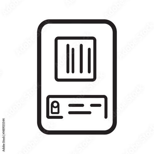 Isolated monochrome identification card icon demonstrates access and secure identity for verification with transparent background