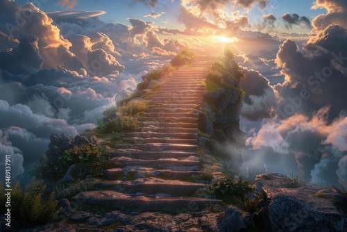Stairway to heaven - celestial ascent, divine path, spiritual journey, sacred passage, eternal rise, heavenly climb, transcendental route, ethereal way, divine elevation, mystical gateway.
