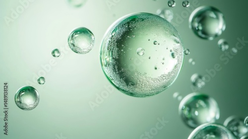 Transparent Bubbles with Condensation on a Green Background