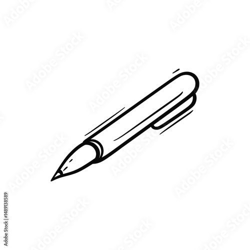 Isolated pen sketch in black and white displays writing concept with transparent background