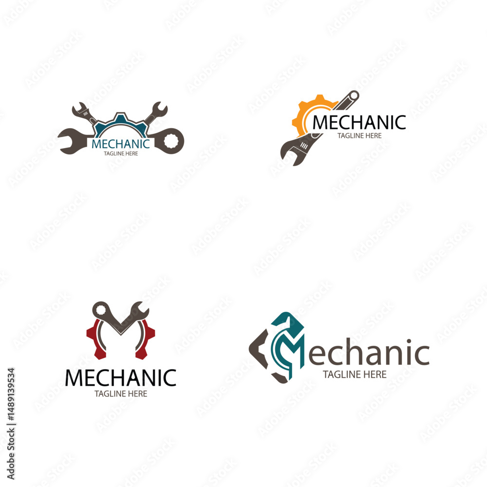 Obraz premium mechanic logo design collection on white background