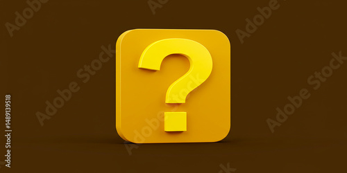 A bright yellow question mark stands out symbolizing curiosity uncertainty and the search for on transparent background