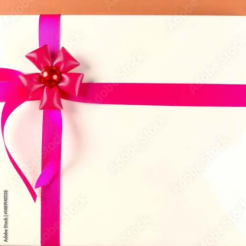 Elegant gift Card wrapped with teal ribbon ready for celebration or special occasion