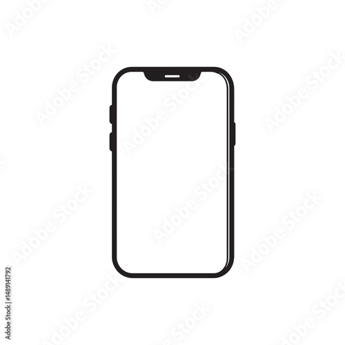Isolated smartphone with a blank white screen is showcased against a transparent background
