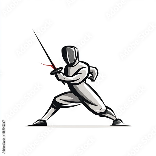 silhouette of fencer with sword isolated