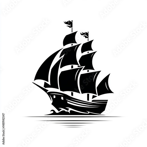 pirate ship silhouette with sails
