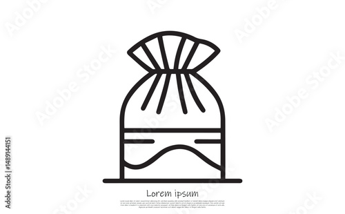 Sack Isolated on Transparent Background, Black Line Art, Simple