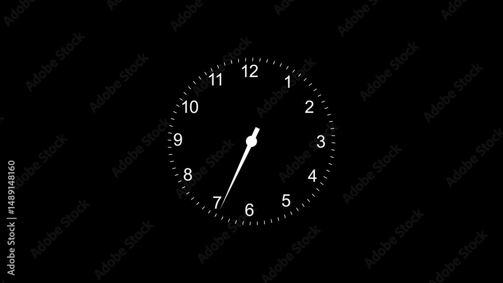 4K loop able video animation of time lapse of clock on black background. Spinning clock in 12 hour perfect seamless loop. Classic wall clock with 12 hours, you can choose any hour or minute. 