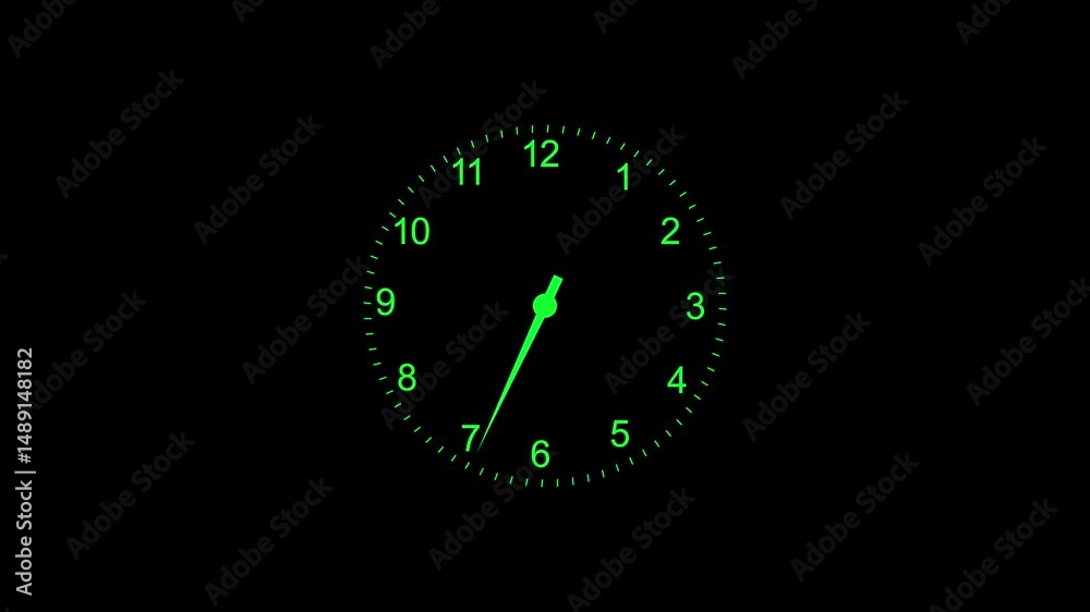 4K loop able video animation of time lapse of clock on black background. Spinning clock in 12 hour perfect seamless loop. Classic wall clock with 12 hours, you can choose any hour or minute. 