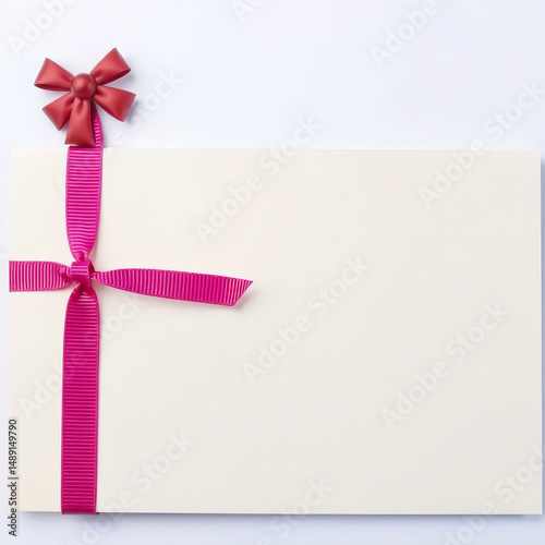 Elegant gift Card wrapped with teal ribbon ready for celebration or special occasion