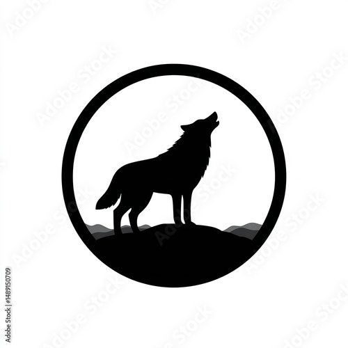 wolf silhouette inside circle