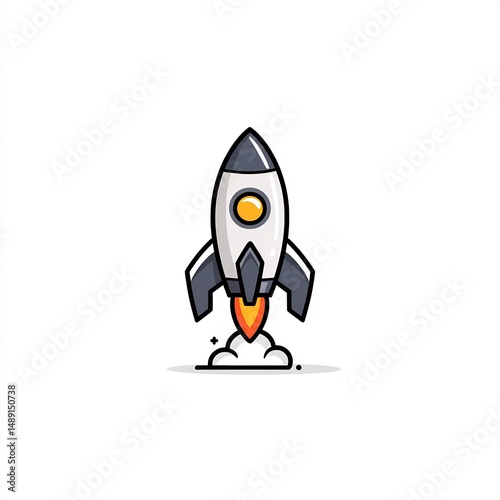 rocket blasting off minimalist design