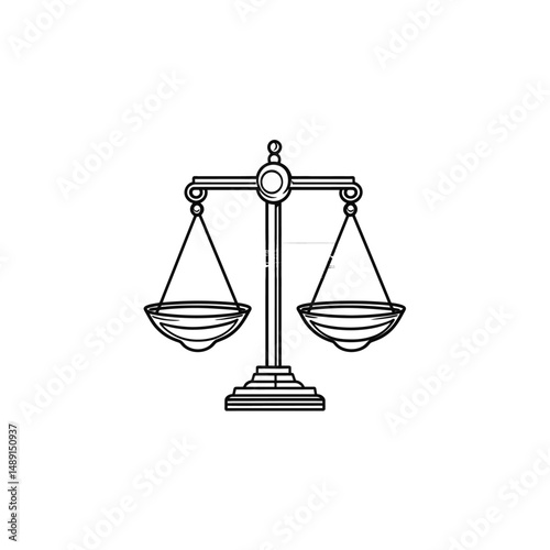 Line drawing of a scale displays balance and order with a transparent background