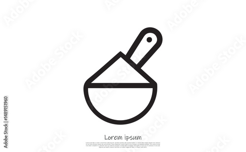 Mortar and Pestle Outline Icon, Simple Line Art, Minimalist Style, Transparent