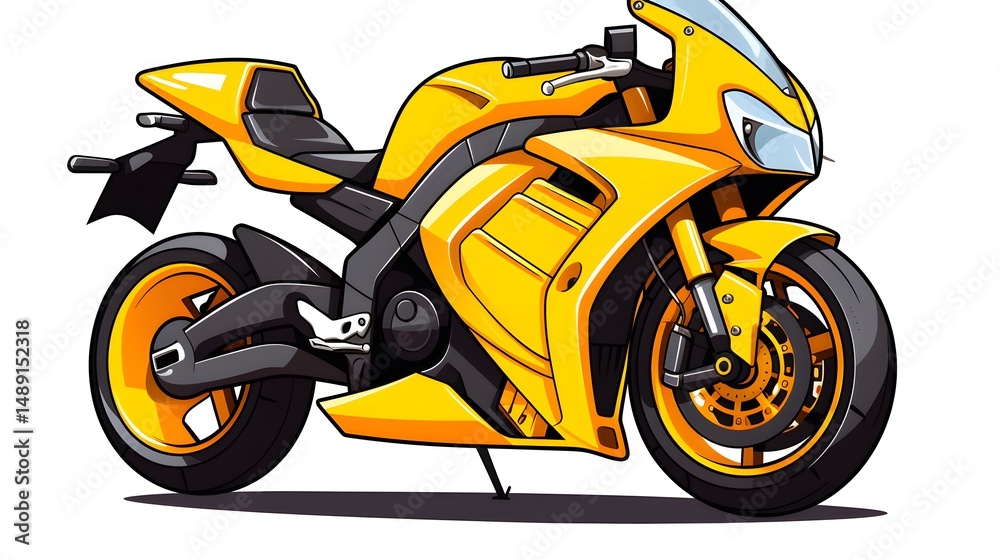 Obraz premium Yellow Dio Bike Vector Illustration Cartoon Vector - Professional Usage