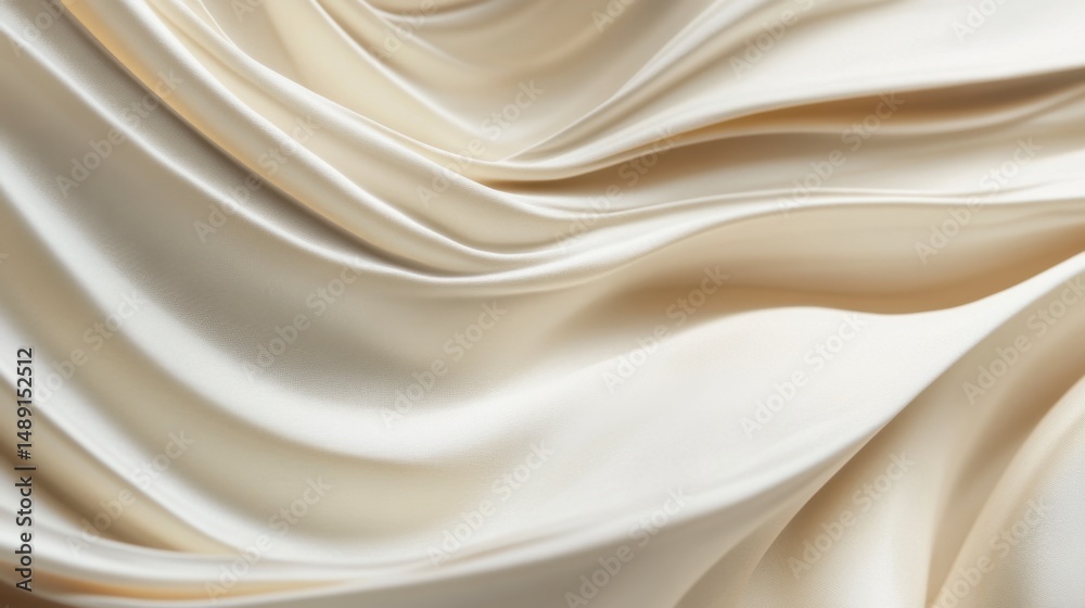 Fototapeta premium Soft Creamy Satin Fabric Flowing in Gentle Waves Texture