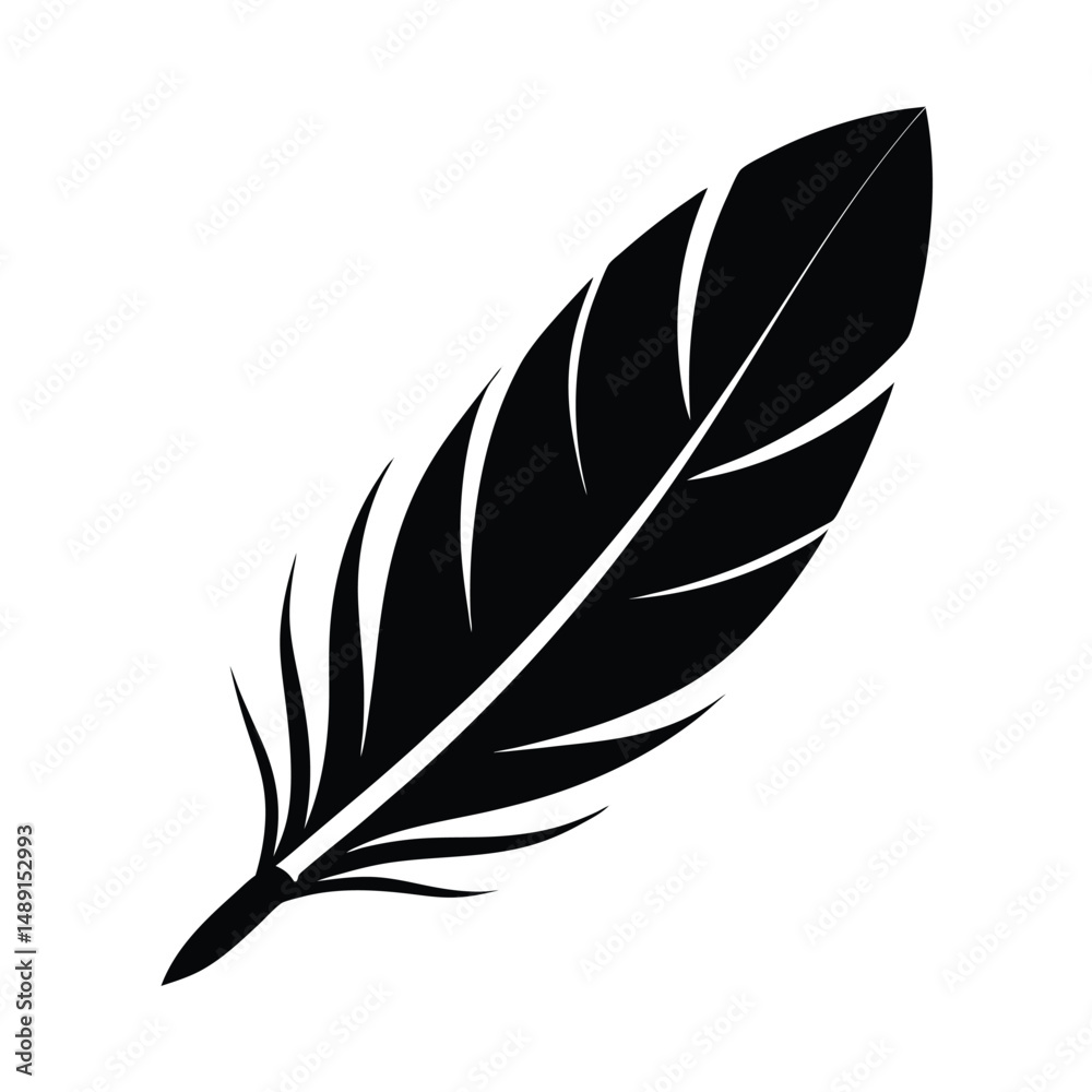 Obraz premium Single black feather silhouette illustration design