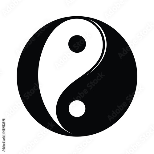 Yin yang symbol black white silhouette circle