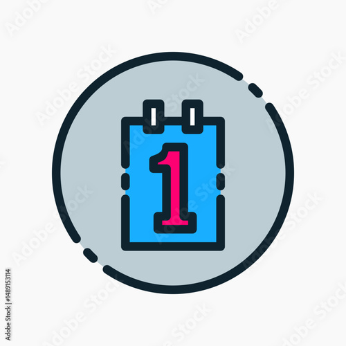 Design Illustration graphic of the first of the month icon with colored outline style. Suitable for UI, mobile design, web design, etc.