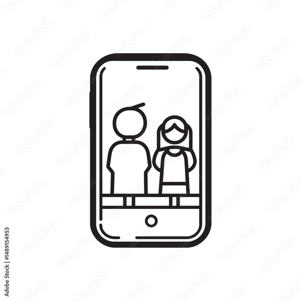 Linear depicts a couple showcased within a smartphone's interface, highlighted against transparency Linear depicts a couple showcased within a smartphone's interface, highlighted against transparency