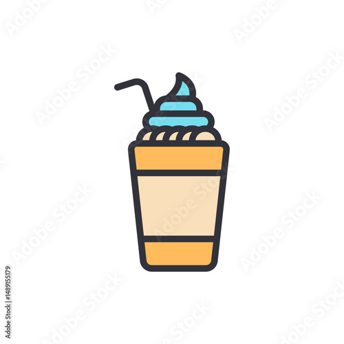 Iced Coffee With Whipped Cream Topping Graphic Illustration