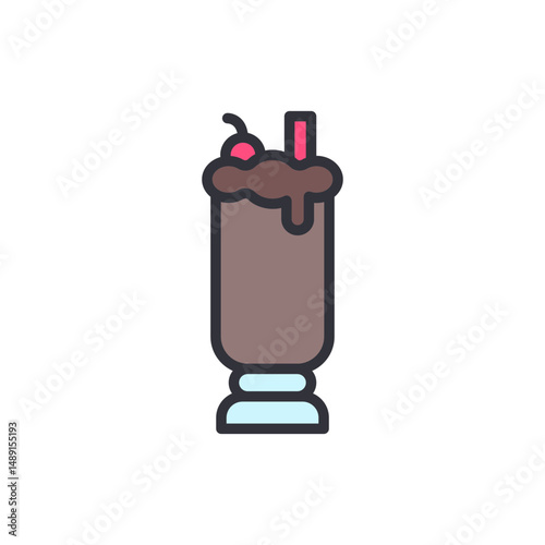 Delicious Chocolate Milkshake With Cherry Isolated On Transparent Backdrop