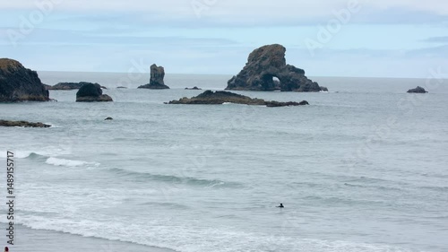 Ecola State Park features rugged coastal cliffs, forested hiking trails, and popular surfing spots on the Oregon coast. photo