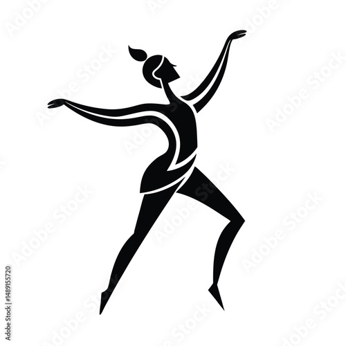 Elegant dancer silhouette artistic pose movement