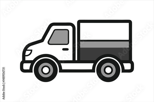 Truck Line Drawing Vector Icon for Industrial Vehicle Projects