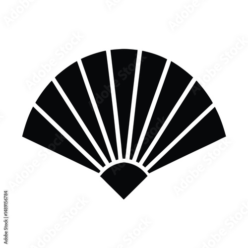 Elegant black silhouette hand fan design