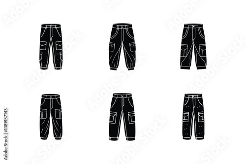 cargo pants sketch silhouette vector illustration