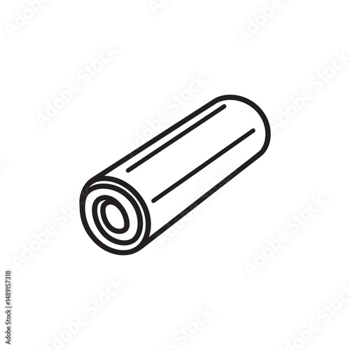 Minimal outline drawing shows a rolled yoga mat on a transparent background