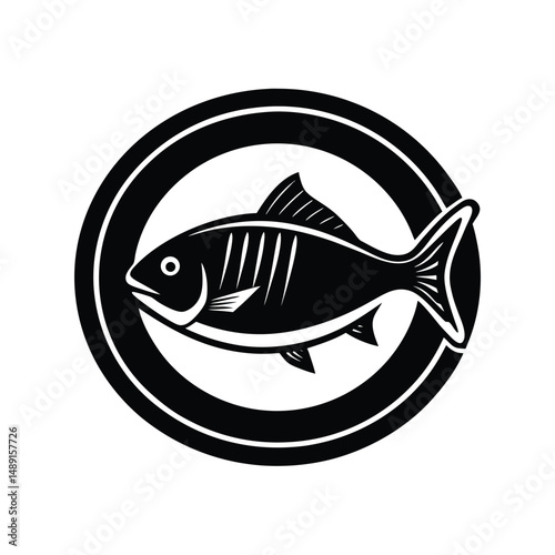 Fresh seafood restaurant black fish silhouette logo