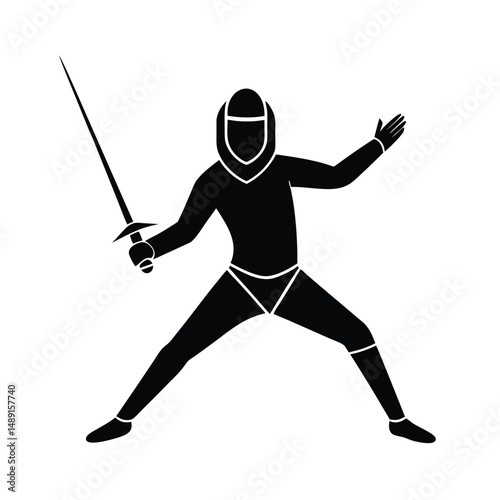 Fencing silhouette athlete sword sport competition