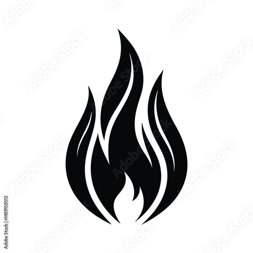 Fiery black flame silhouette graphic design