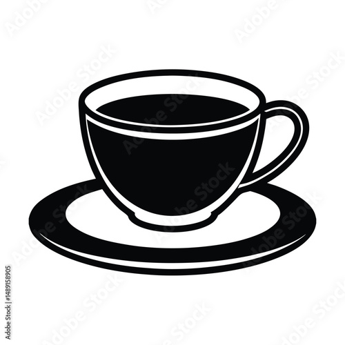 Coffee cup silhouette on saucer simple design