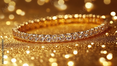 Luxury diamond bracelet shimmering gold background elegant jewelry accessory