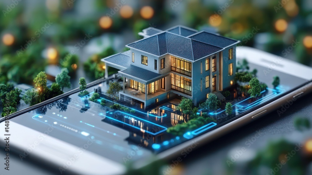 Obraz premium Modern home innovation integrated into mobile technology for efficient living