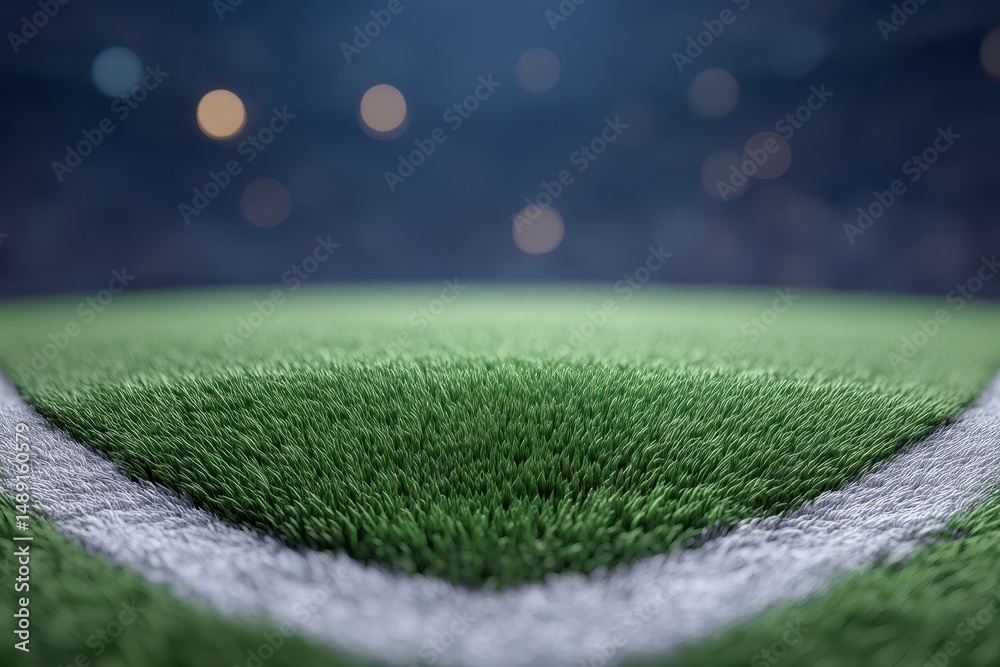 Naklejka premium Soccer Field Corner Grass Lines Night Game Stadium