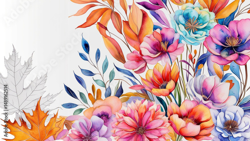 Watercolor floral seamless pattern
